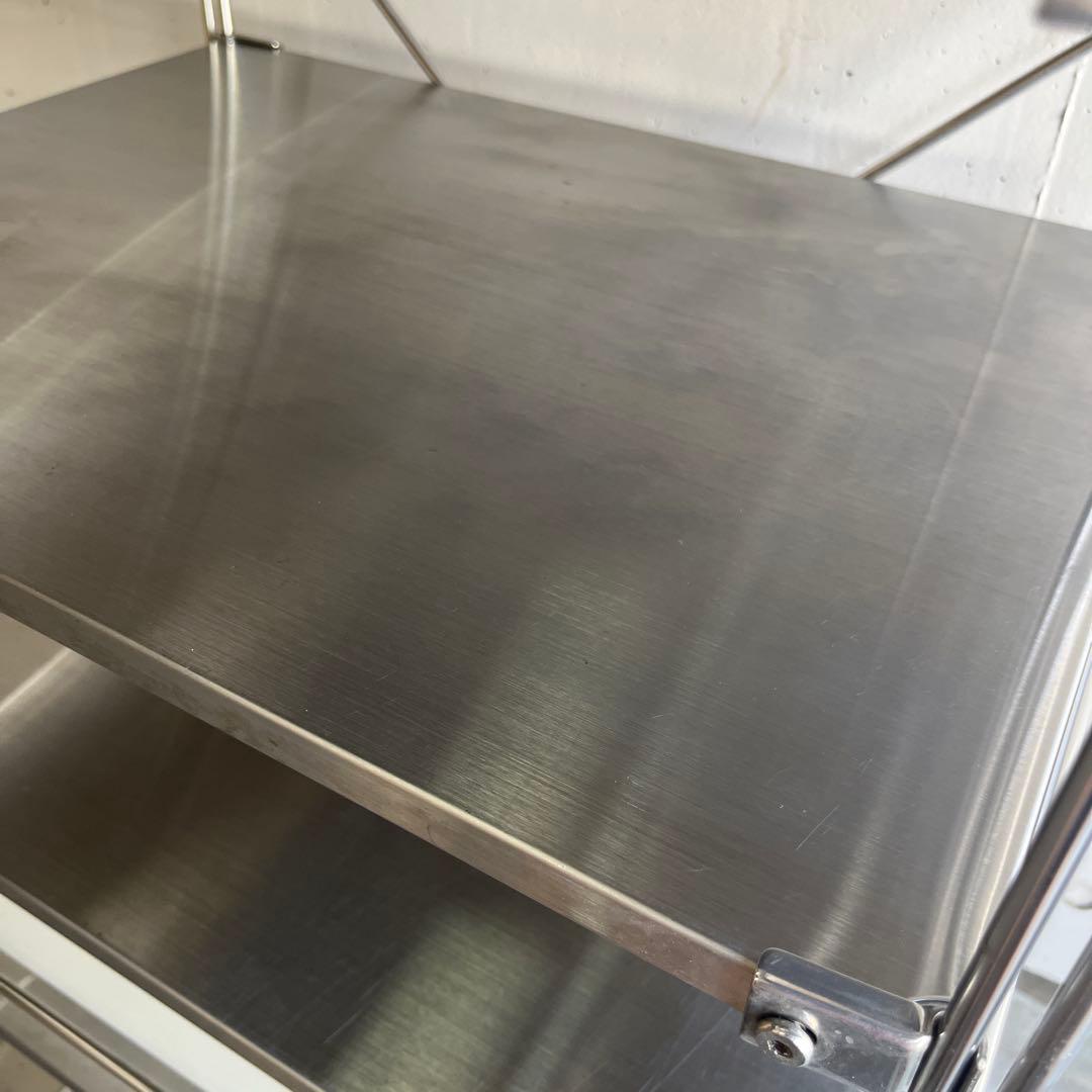 美品・廃盤ＰＰバスケット付★無印 ステンレスユニットシェルフ・ステンレス棚セット