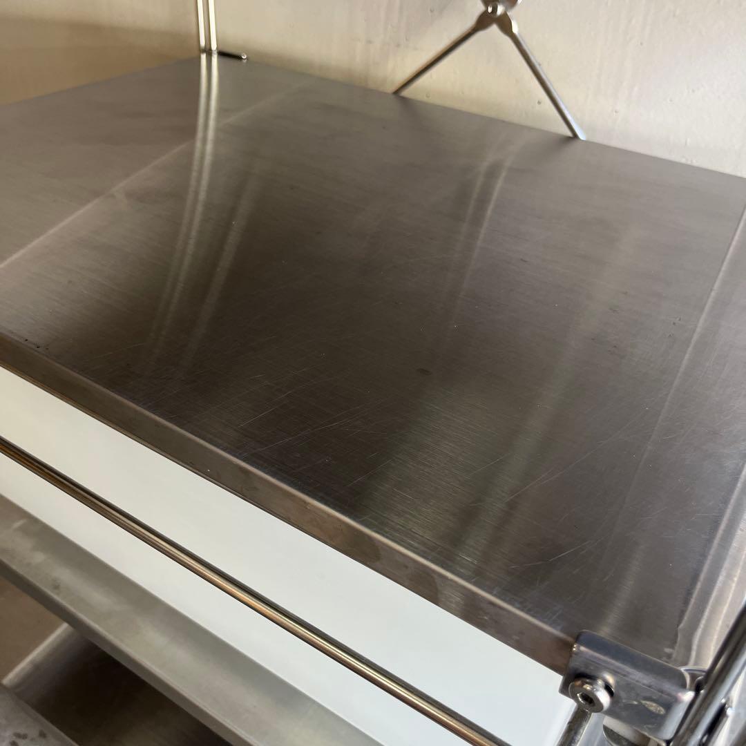 美品・廃盤ＰＰバスケット付★無印 ステンレスユニットシェルフ・ステンレス棚セット