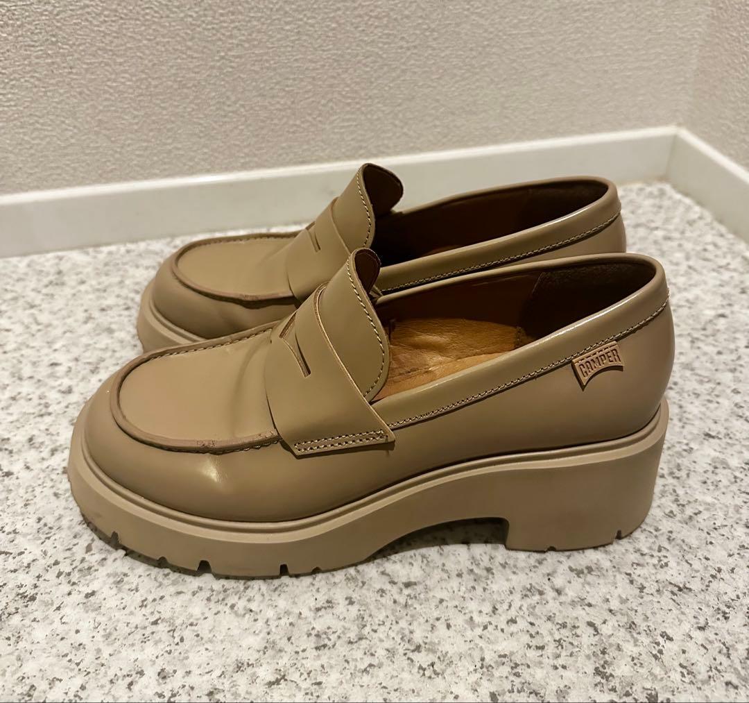 美品！CAMPER カンペール＊MILAH レザーヒールローファー キャメル38