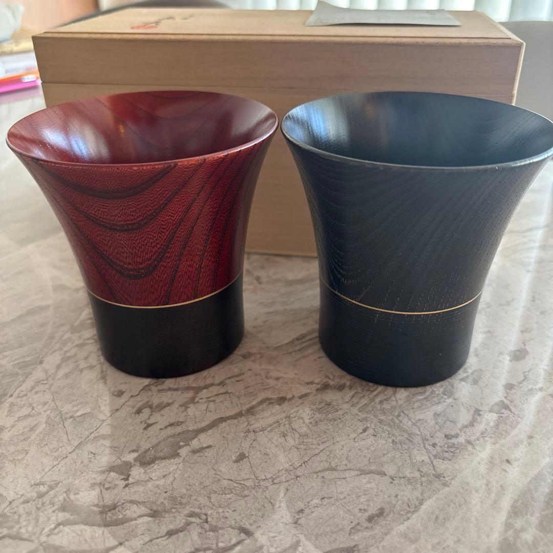 【象彦】夫婦椀 ペア 桐箱付 漆器 京都老舗 赤×黒 木製 汁椀