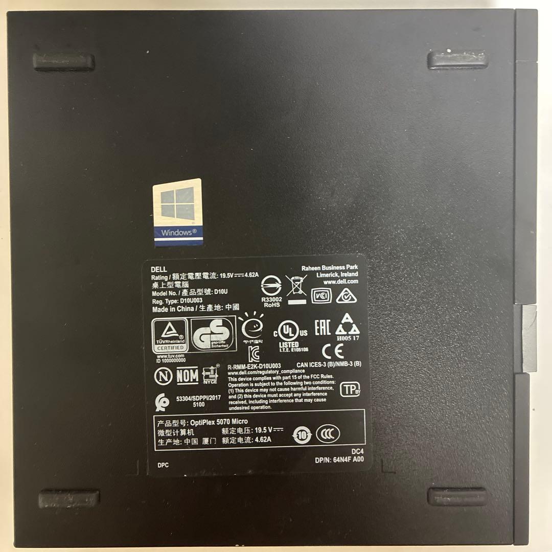 Windowsデスクトップ OptiPlex 5070 Micro i5 9500T/8GB/256GB