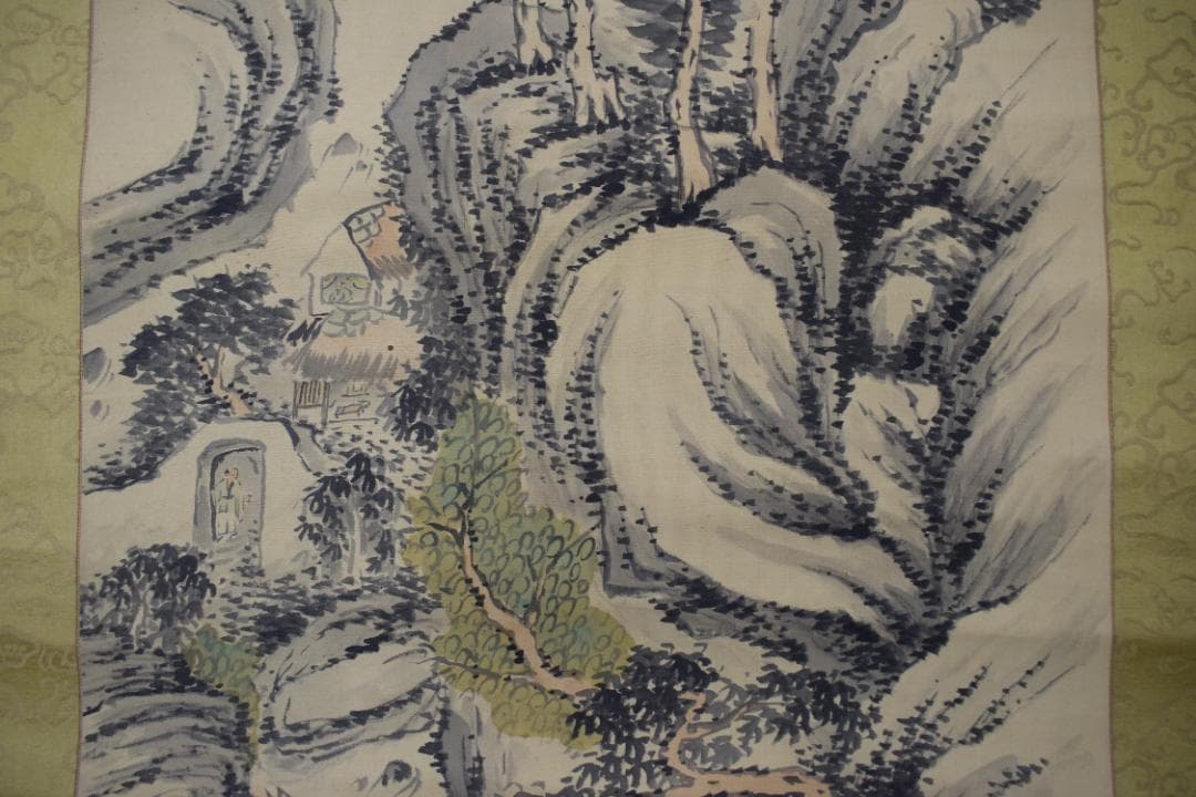 【真作】大西太白/避暑向林泉図/山水人物図/掛軸☆宝船☆Z-101