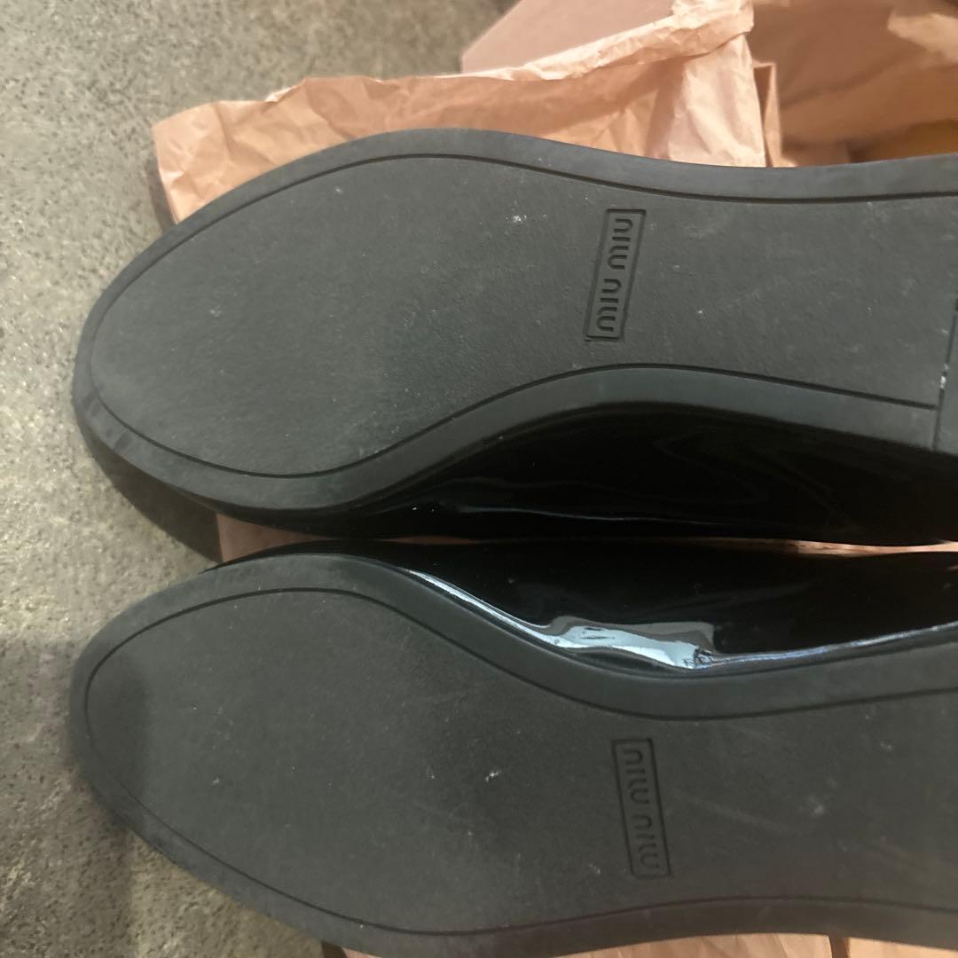 Miu Miu 黒 フラットシューズ クリスタル装 hanachaman