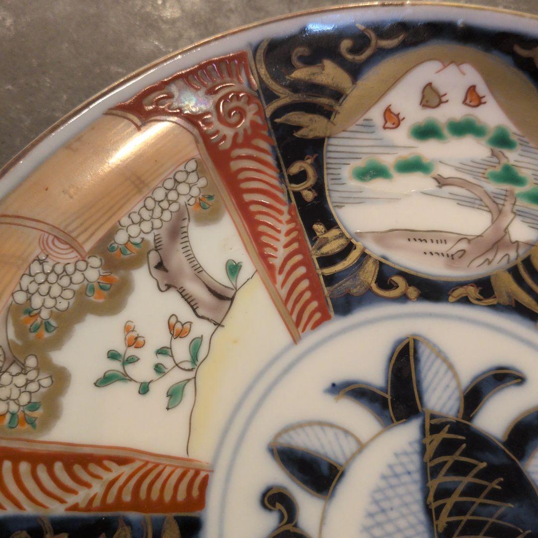 5枚セット　古伊万里　伊万里　色絵　金彩　ちどり　七寸皿　　骨董　時代物