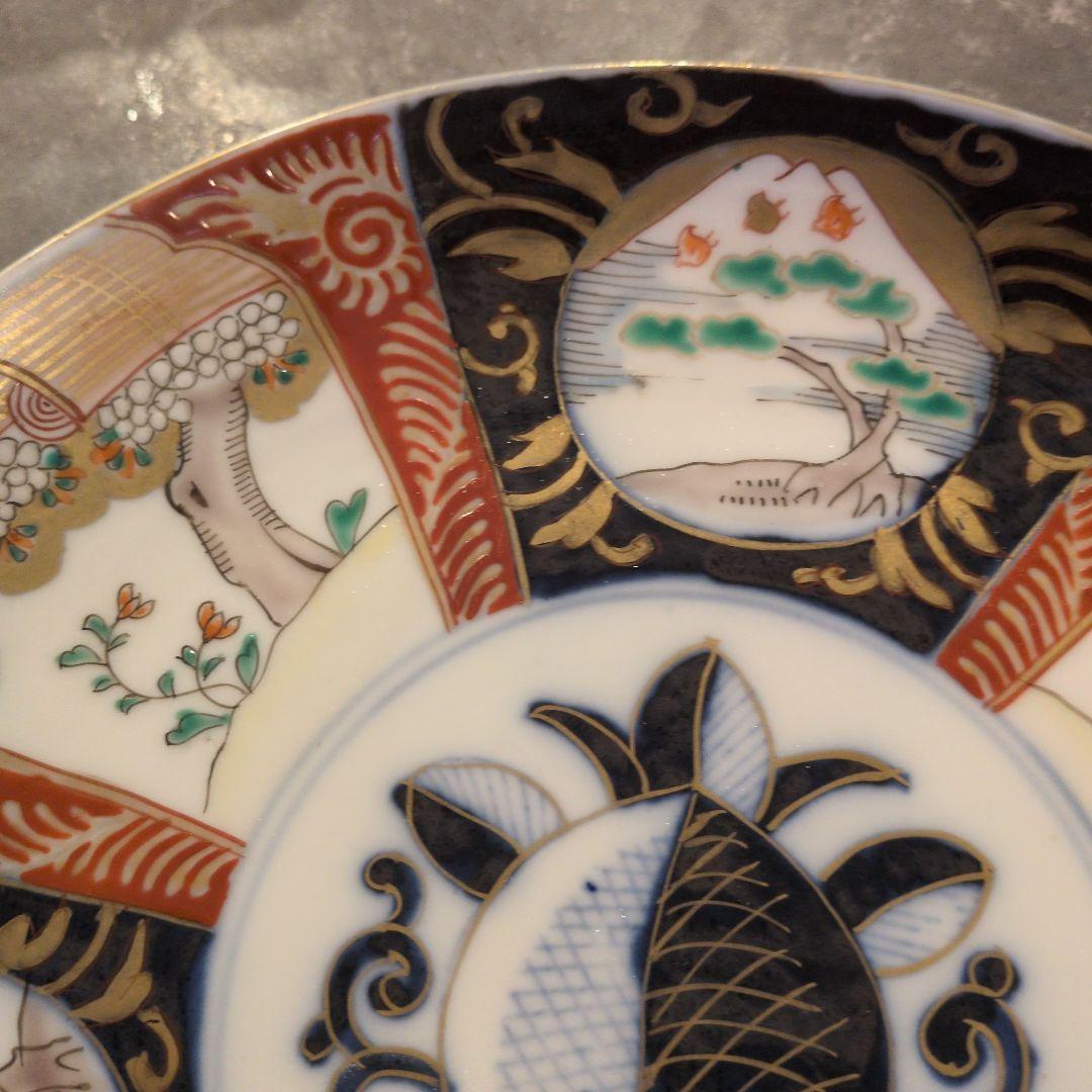 5枚セット　古伊万里　伊万里　色絵　金彩　ちどり　七寸皿　　骨董　時代物