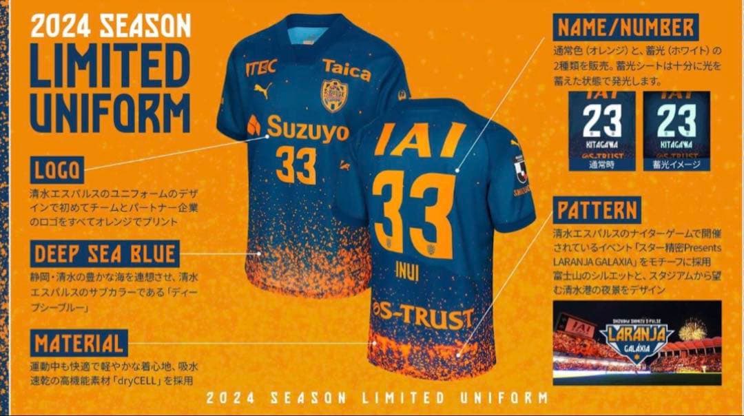 清水エスパルス 2024シーズン リミテッドユニフォーム 1800着限定品