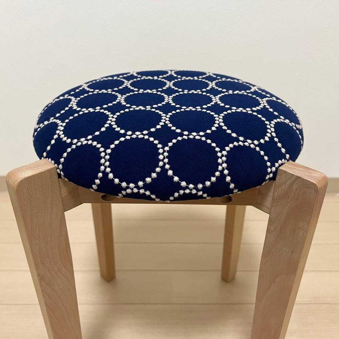 ミナペルホネン スツール タンバリン 角脚 【ネイビー/オレンジ】椅子 チェア