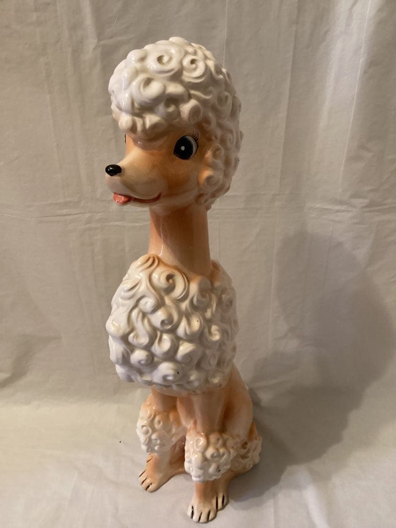 プードル 陶器製置物 インテリア　フュギュリン　レトロ　約43cm