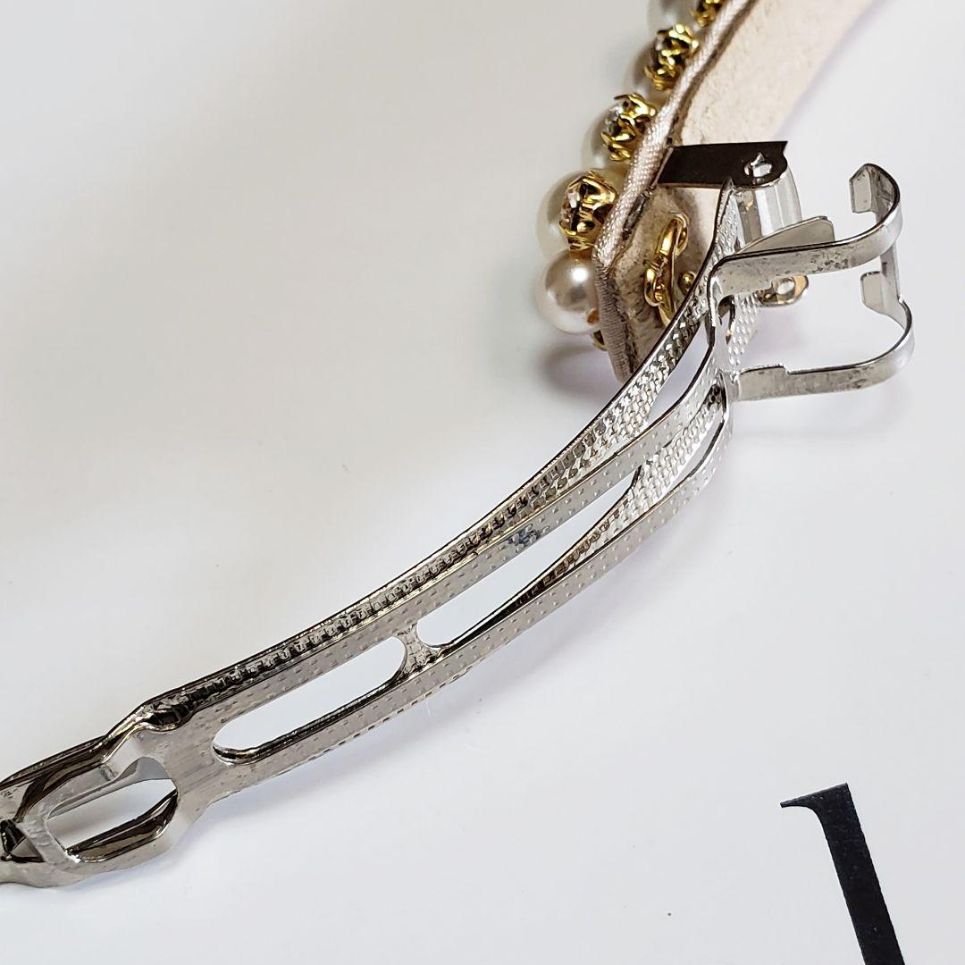 新品　コンプレックスビズ　パール　スワロフスキー　ベージュ　バレッタ　セレモニー