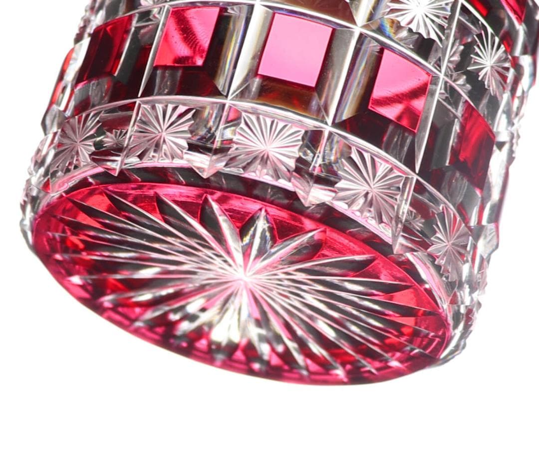 オールド・バカラ 別格 上級作品 赤色被せ エトワール文様 蓋物 星 ディアマン
