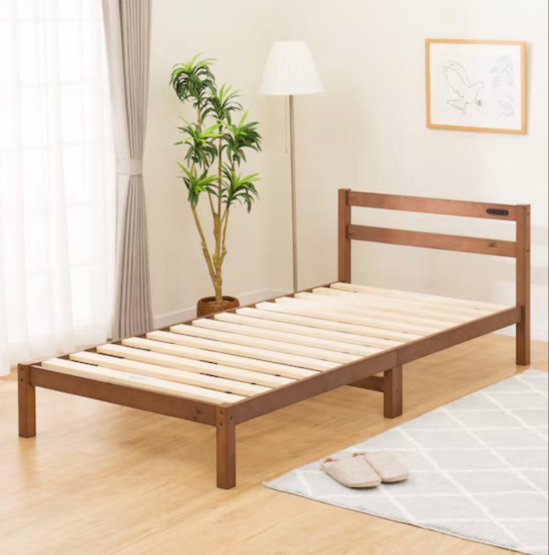 ニトリ　新品　シングルベッドフレームマットレスセット　単品OK ミドルブラウン