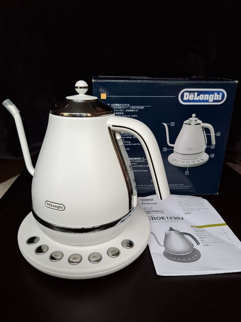 デロンギ 温調付き電気カフェケトル KBOE1230J-W ピースフルホワイト
