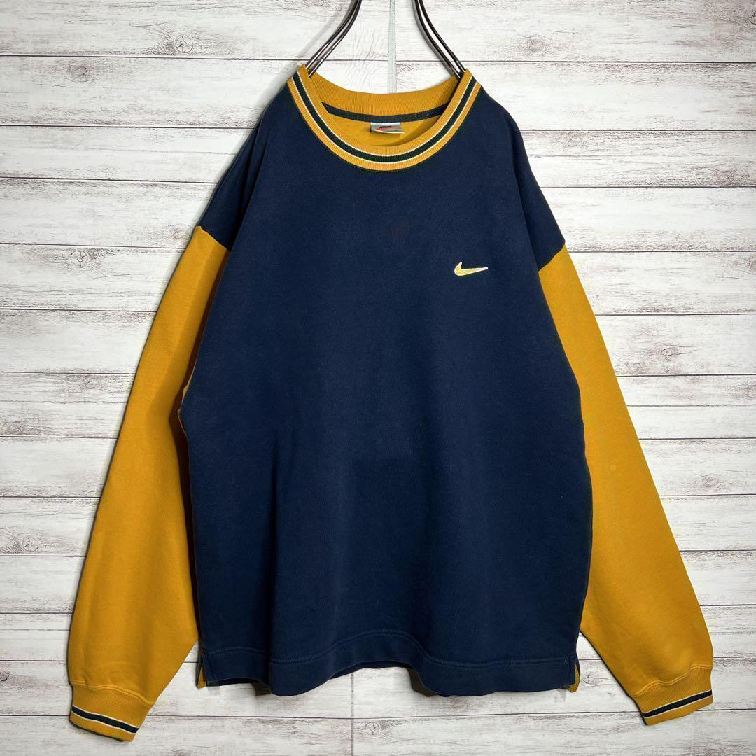 【入手困難!!】ナイキ ✈︎刺繍 ワンポイント バイカラー ゆるだぼ 白タグ