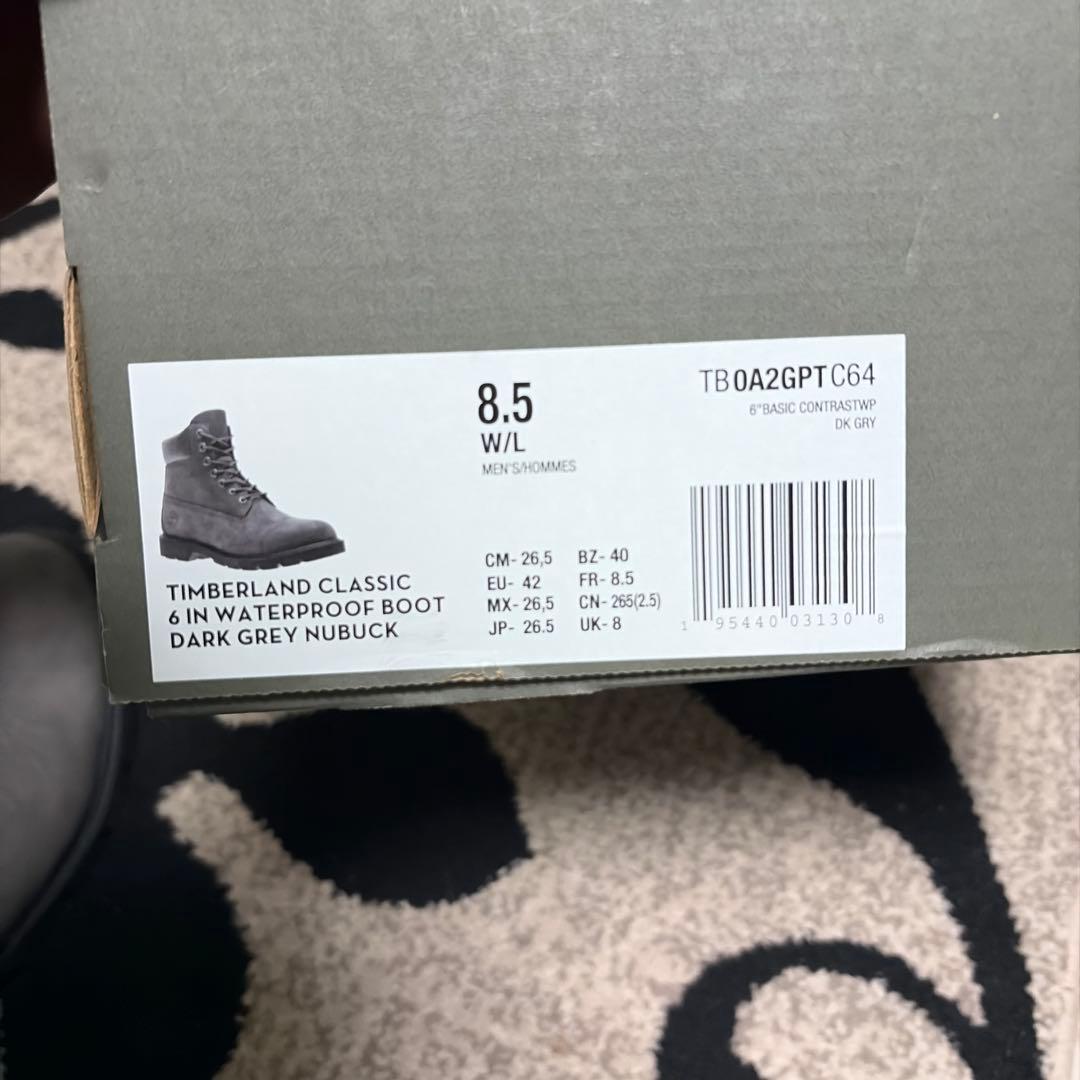 ティンバーランド　グレー　6インチブーツ　26.5