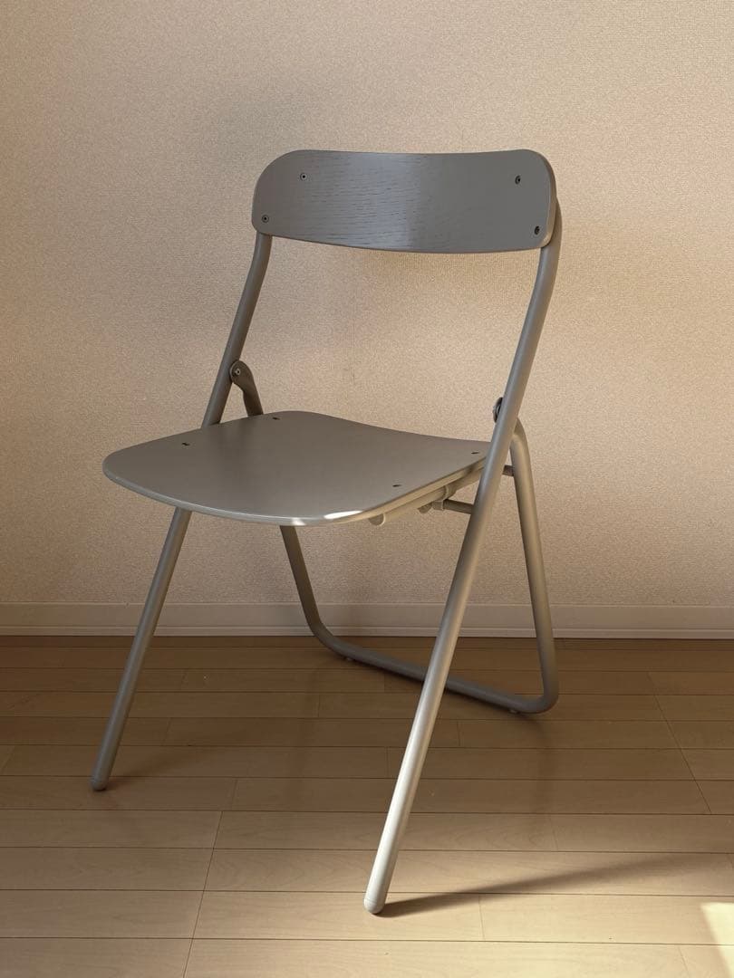 無印良品　スチールパイプ折りたたみチェア板座　ウォームグレー　2脚セット