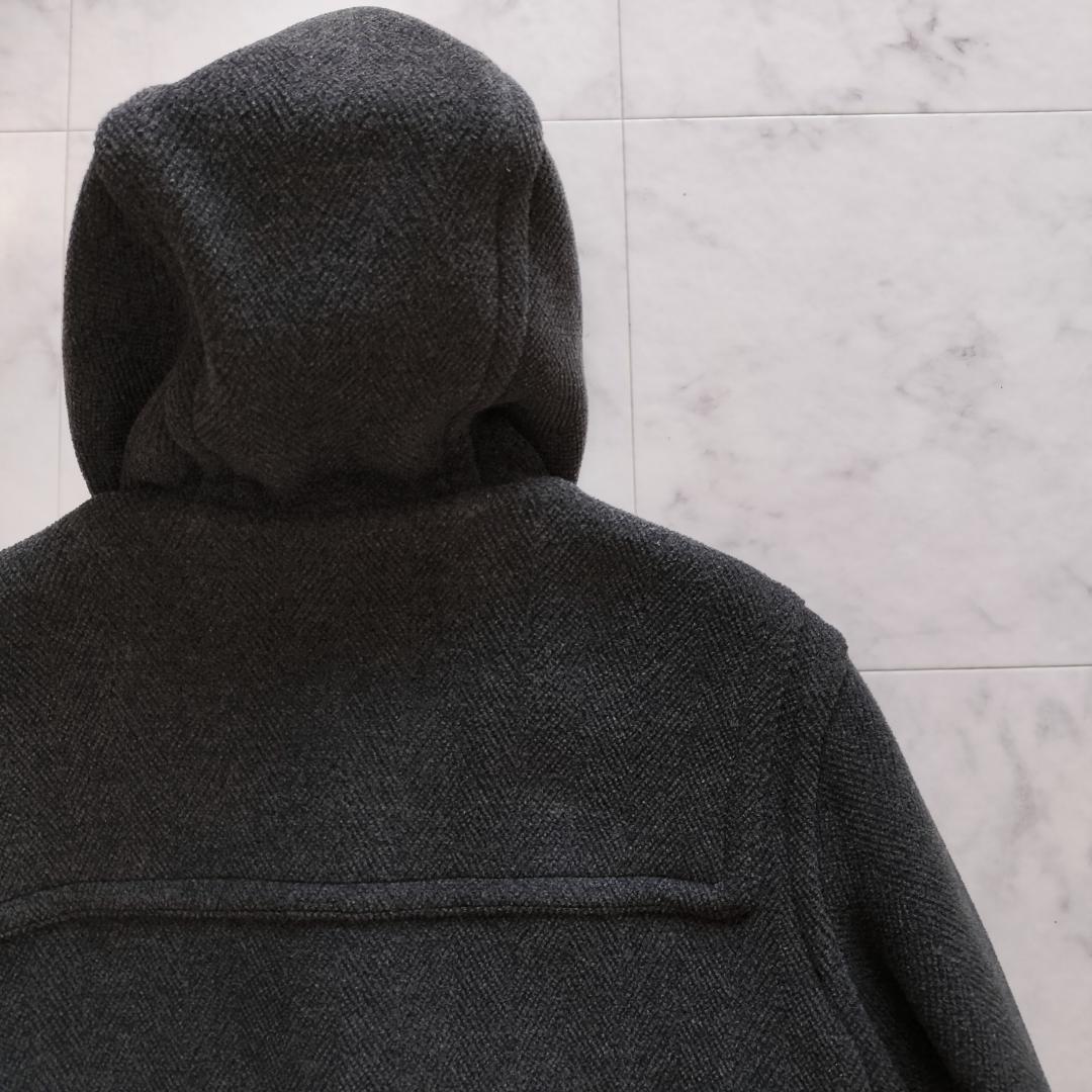 希少 moorbrook生地 ウールヘリンボーンダッフルコート チャコールグレー