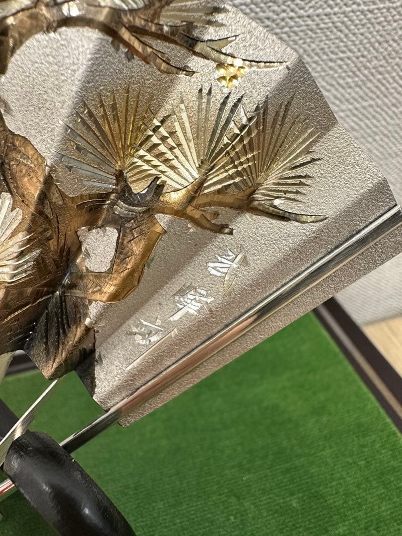 純銀製飾り扇　武峰作　純銀細工