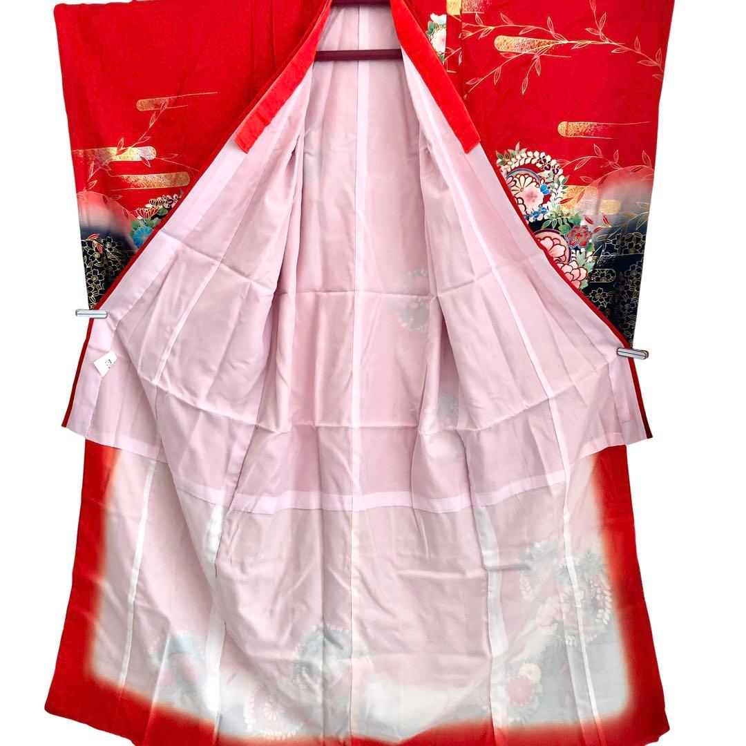 赤 現代 7歳 女の子 子供着物 七五三 現代着物 NO44