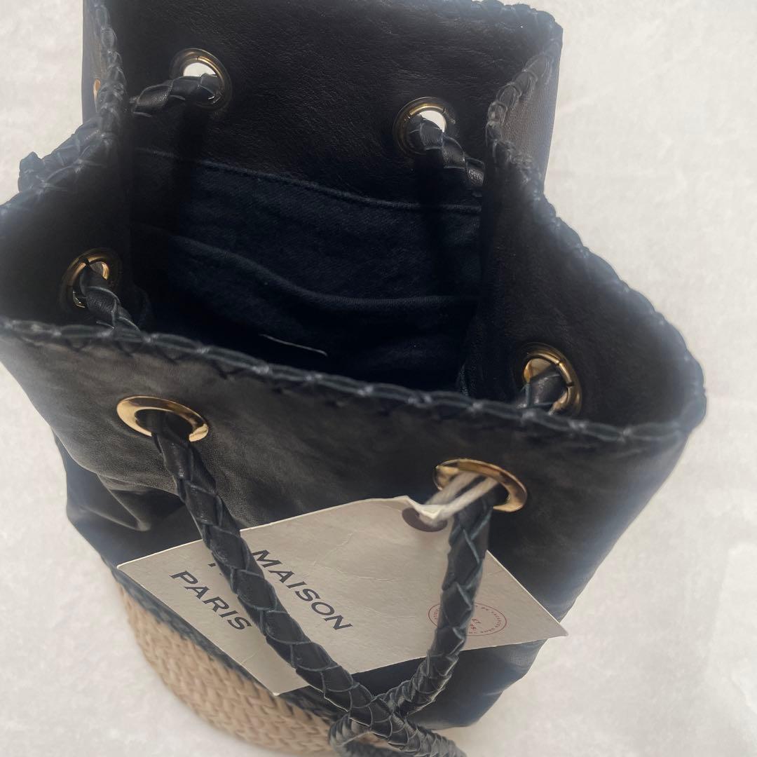maison n.h paris かごバッグ　レザー　ブラック