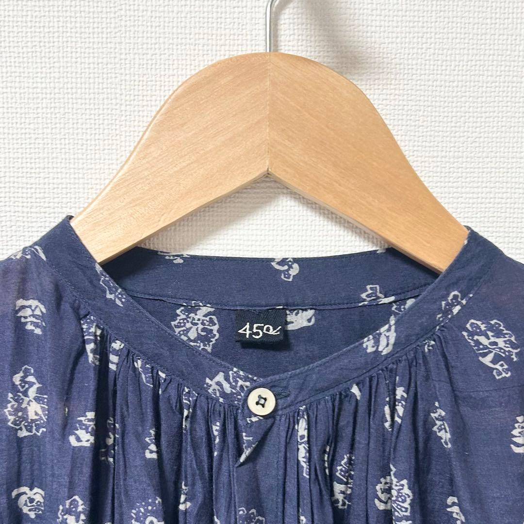 45R フェザーカディシルクの小紋ブラウス