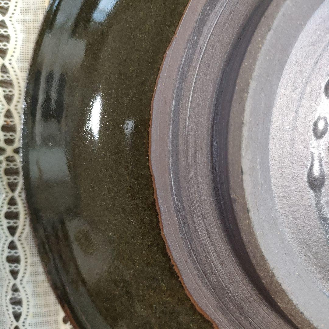 小石原焼　太田熊雄『刷毛目手皿』、黄布＆共箱付