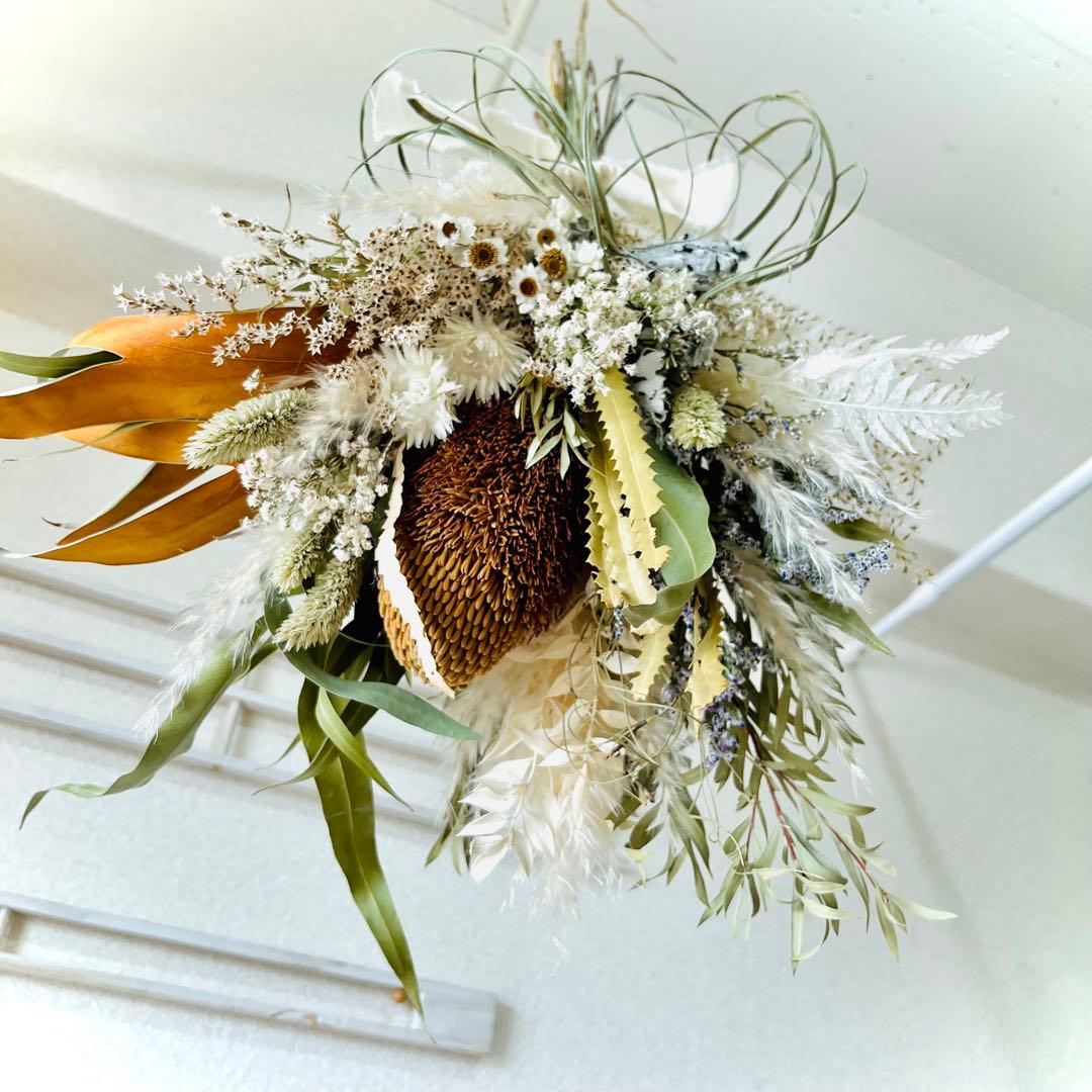 ブーケ　ドライフラワーブーケ　ウェディングブーケ　バンクシア　ワイルドフラワー