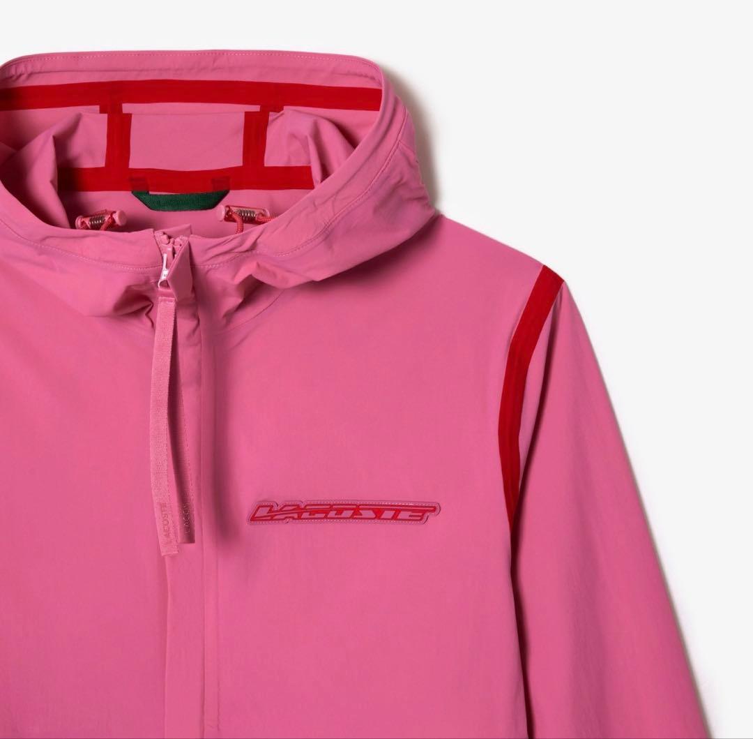 LACOSTE ピンク ウィンドブレーカー フード付き