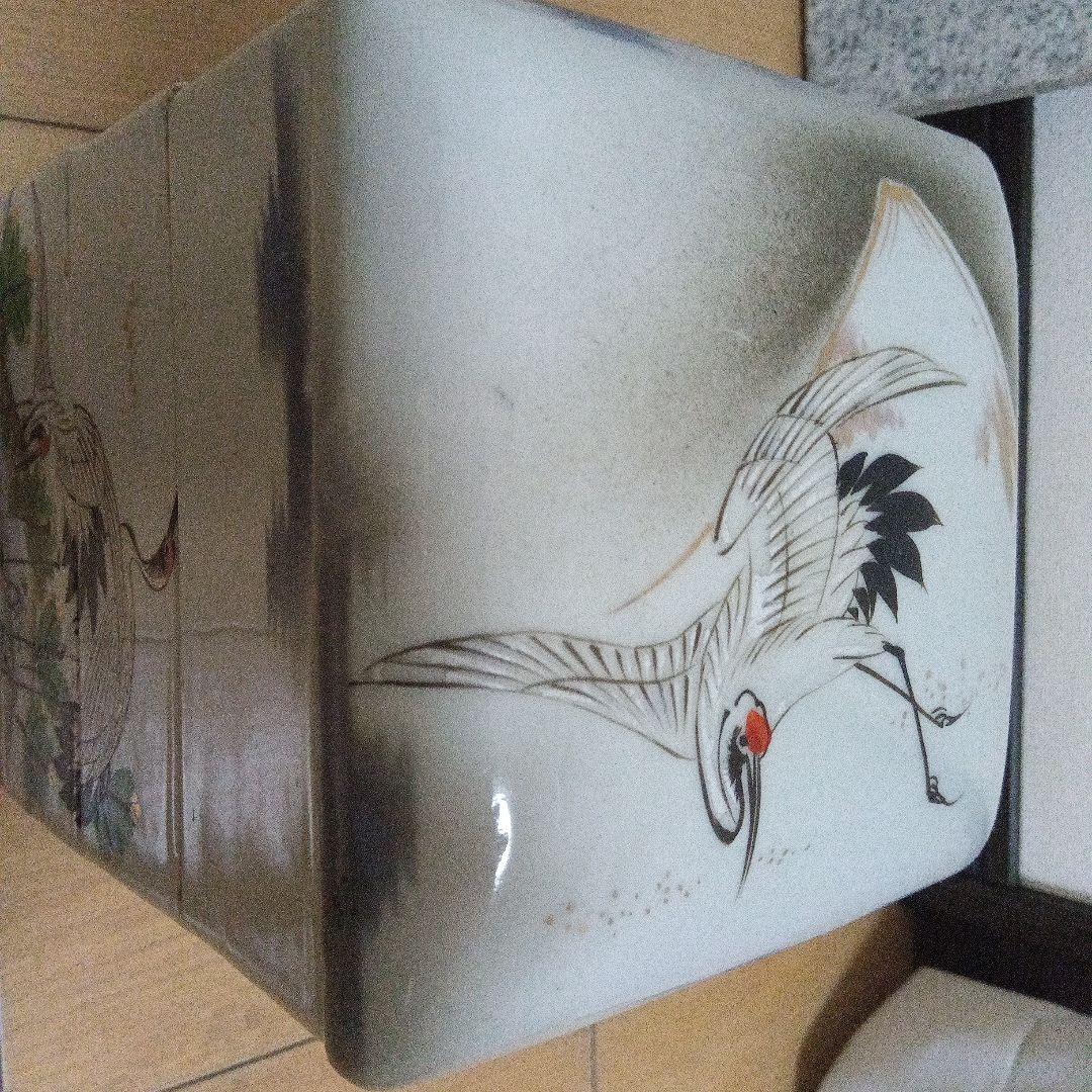 重箱 鶴 　金彩　松　富士　陶磁器　 重箱　段重 吉祥 縁起 ビンテージ明治時代