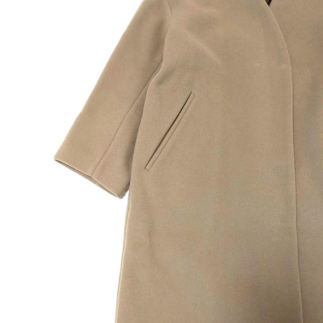 イエナ×高級マンテコ ノーカラーオーバーコート ロング グレージュ 38