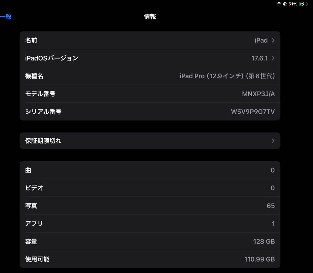 【最安値】iPadpro 第6世代　12.9インチ　128GB