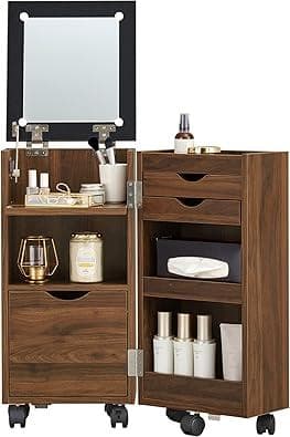 [Hagihara]化粧ケース コスメワゴン ダークブランMUD-6679DBR