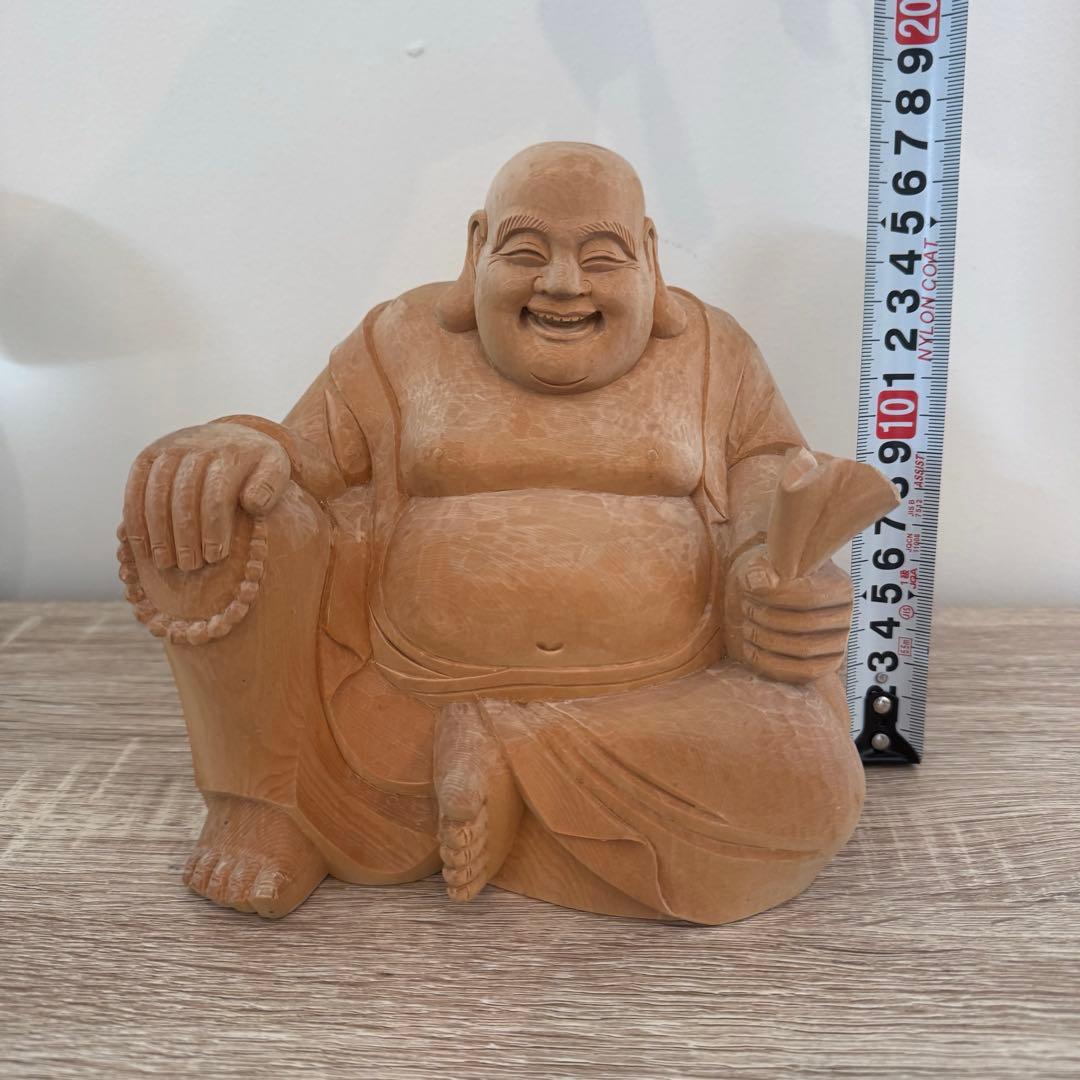 布袋様 木彫り 置物 布袋さん 七福神 金運アップ 商売繁盛