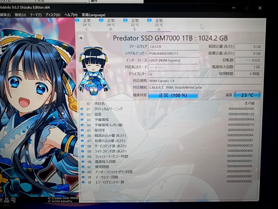 Predator GM7000 M.2SSD1TB DRAMキャッシュ搭載TLC