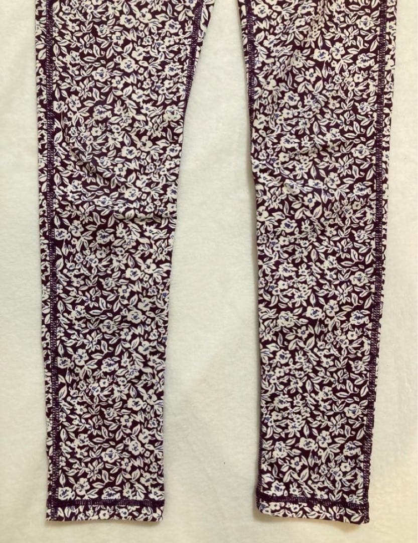 新品　emmi yoga エミヨガ　フラワーレギンス　小豆色×藤色S