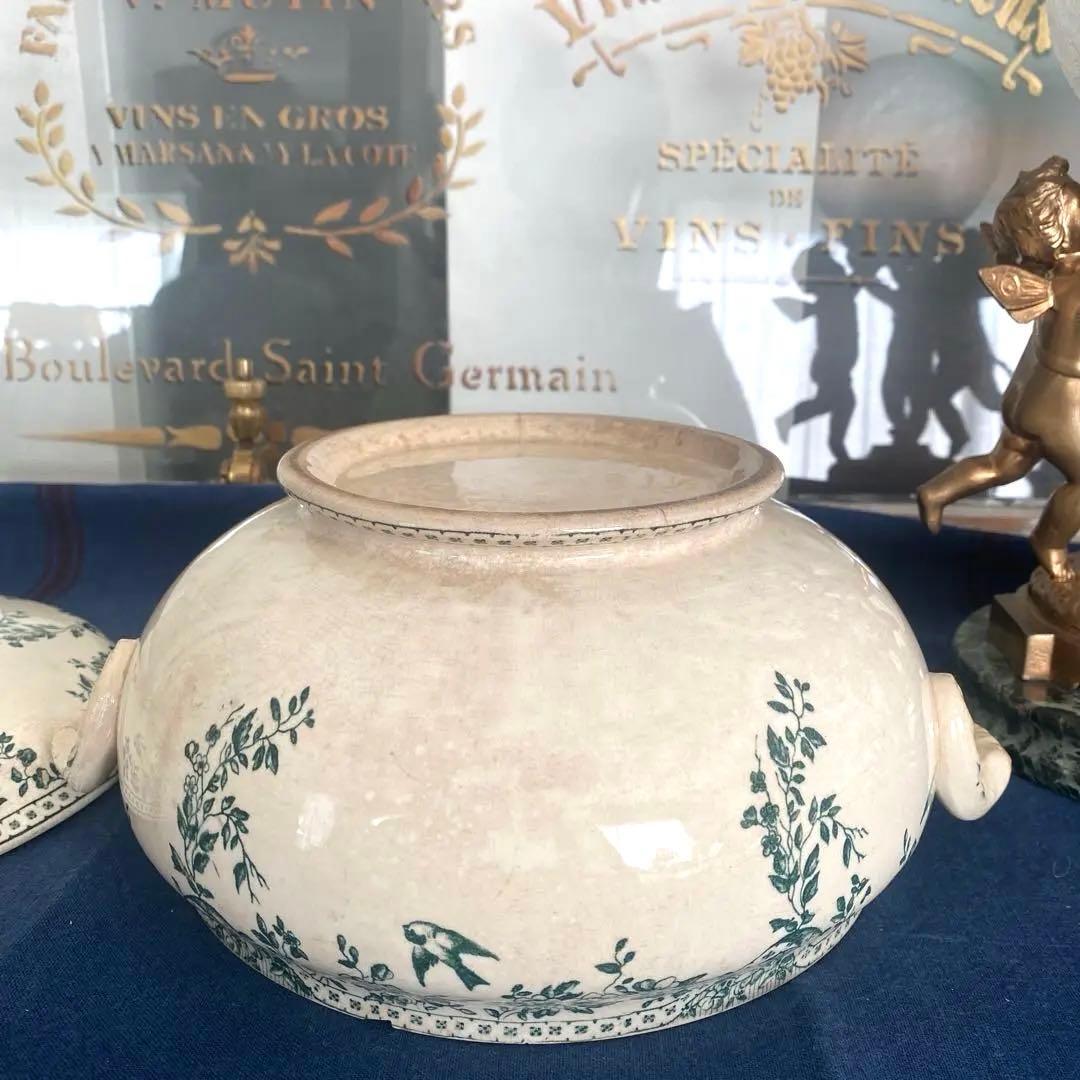 フランス アンティーク ボルドー窯 スーピエール ツバメ バード 鳥