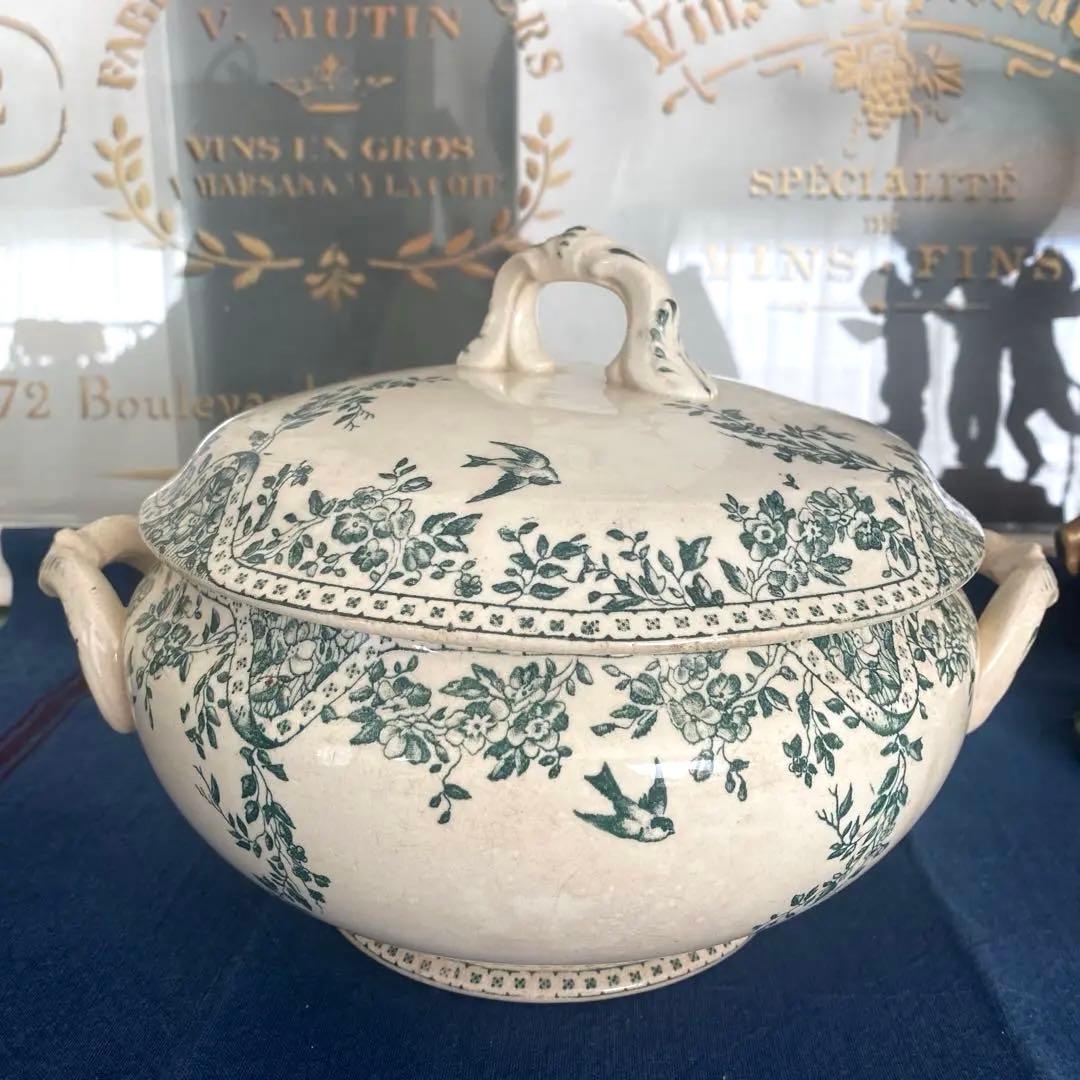 フランス アンティーク ボルドー窯 スーピエール ツバメ バード 鳥