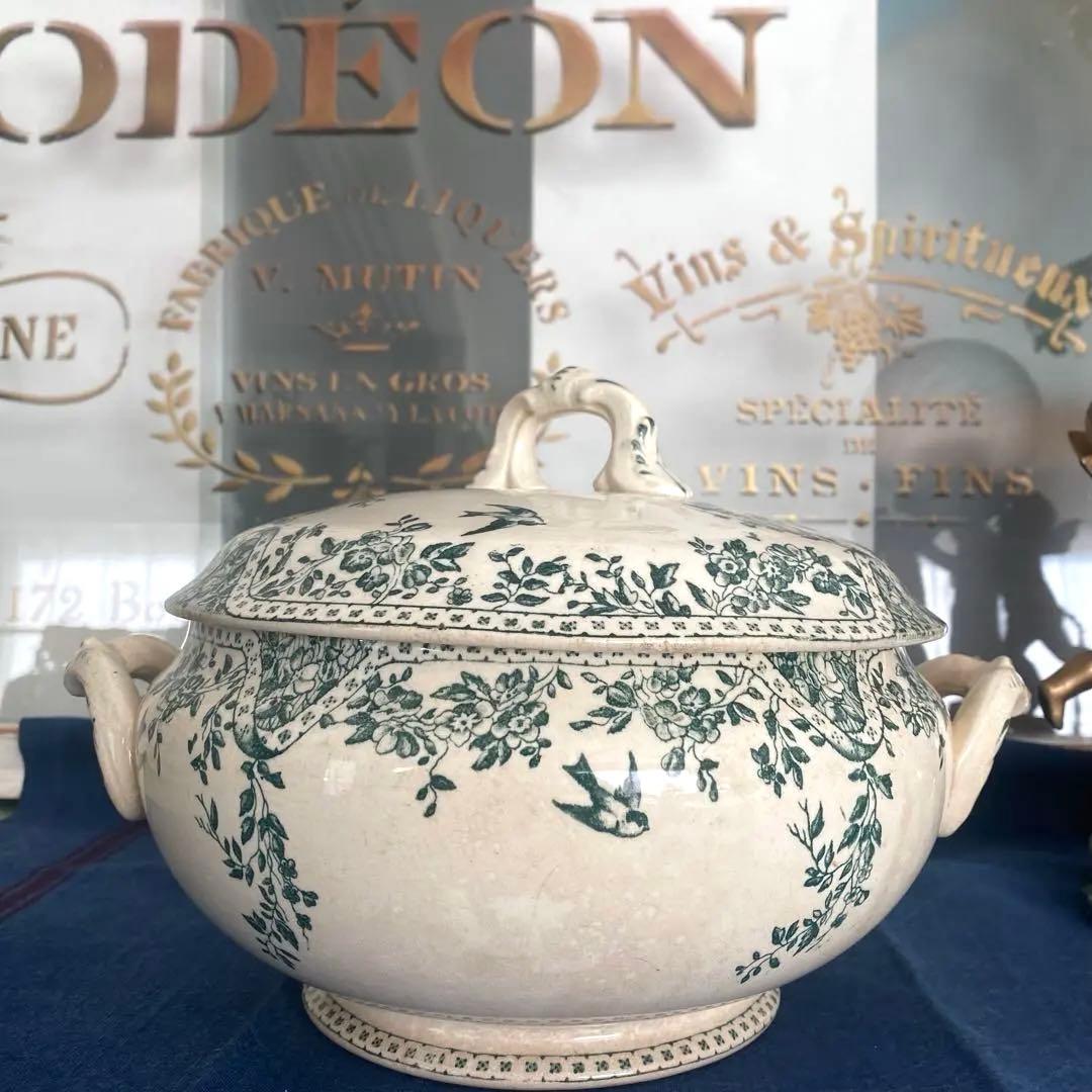 フランス アンティーク ボルドー窯 スーピエール ツバメ バード 鳥