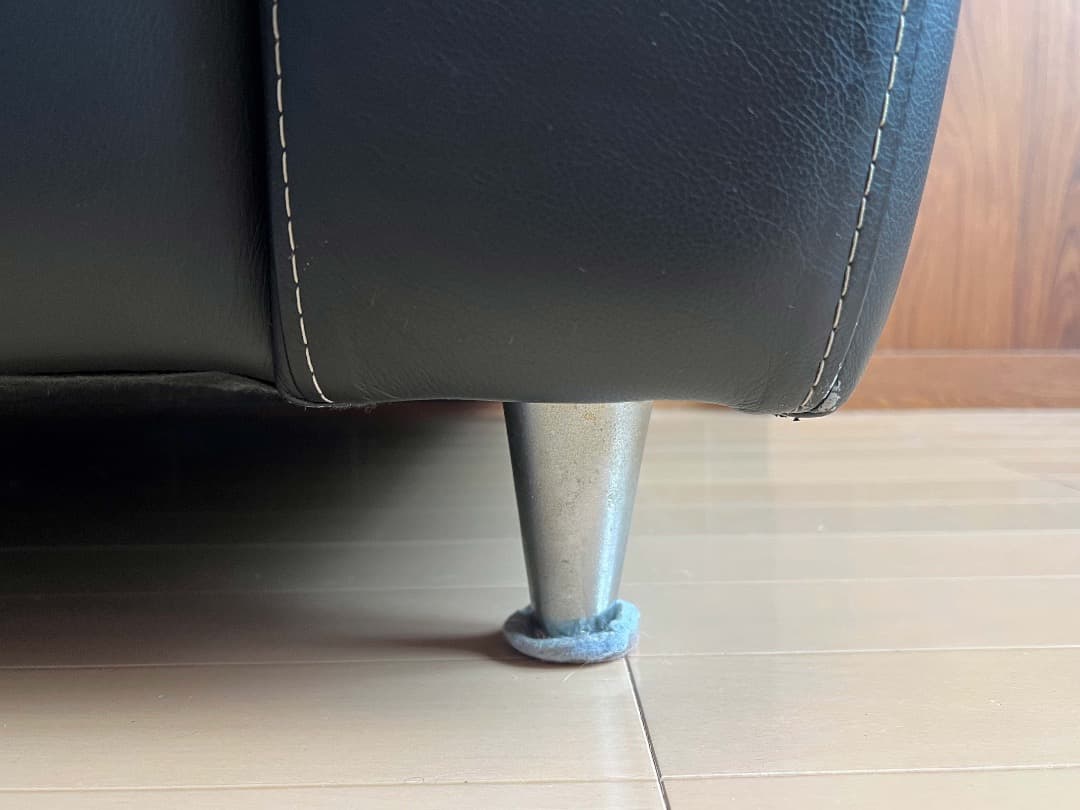 2人がけソファ 天然皮革　ブラック