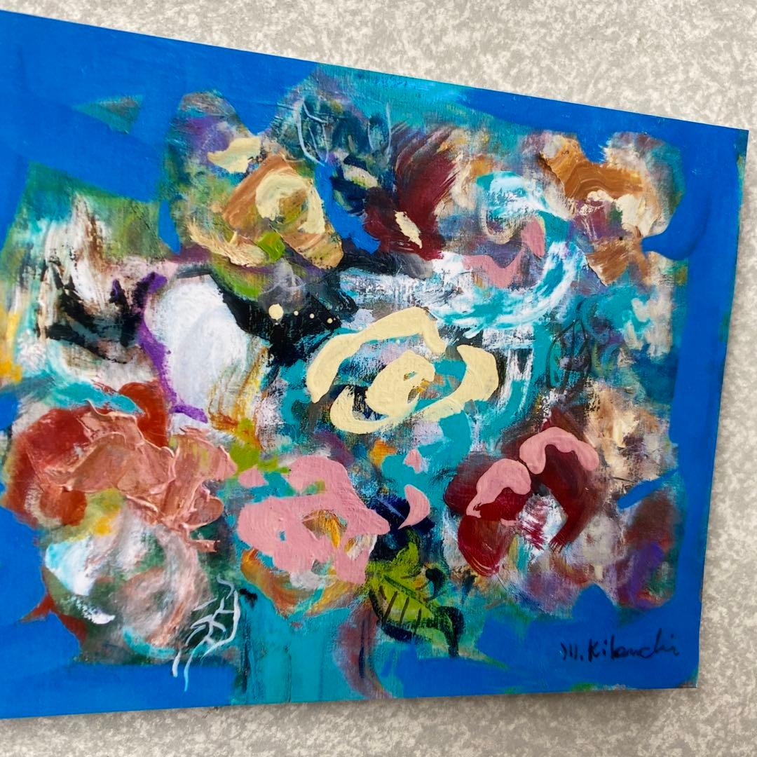 絵画　油彩画　油絵　「多色のバラ」F8号　菊地正則　渡仏　美品　送料無料