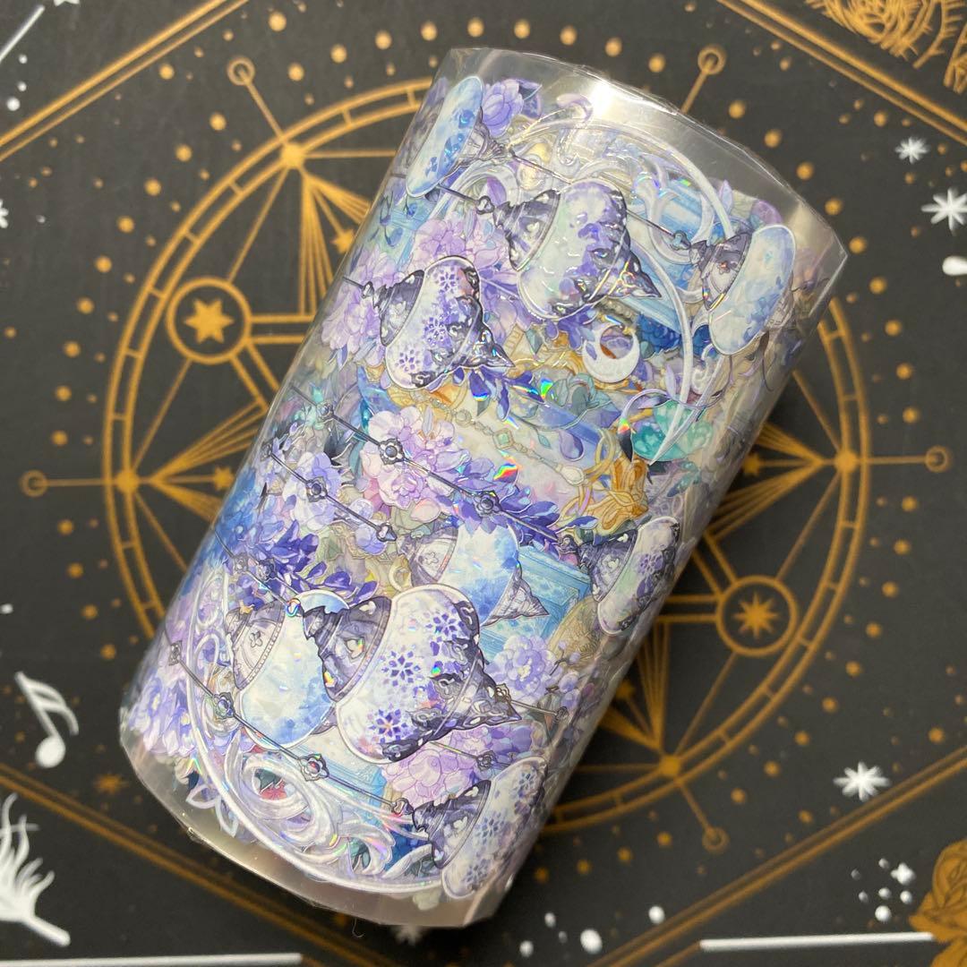 【9470】海外　マステ5/巻　貝殻光マスキングテープ　青　8cmランプ　装飾系