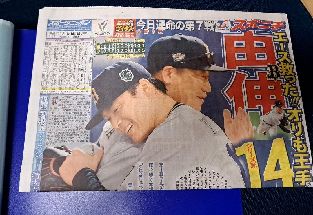 【オリックス・バファローズ】新聞2022年10月～2023年11月　山本由伸