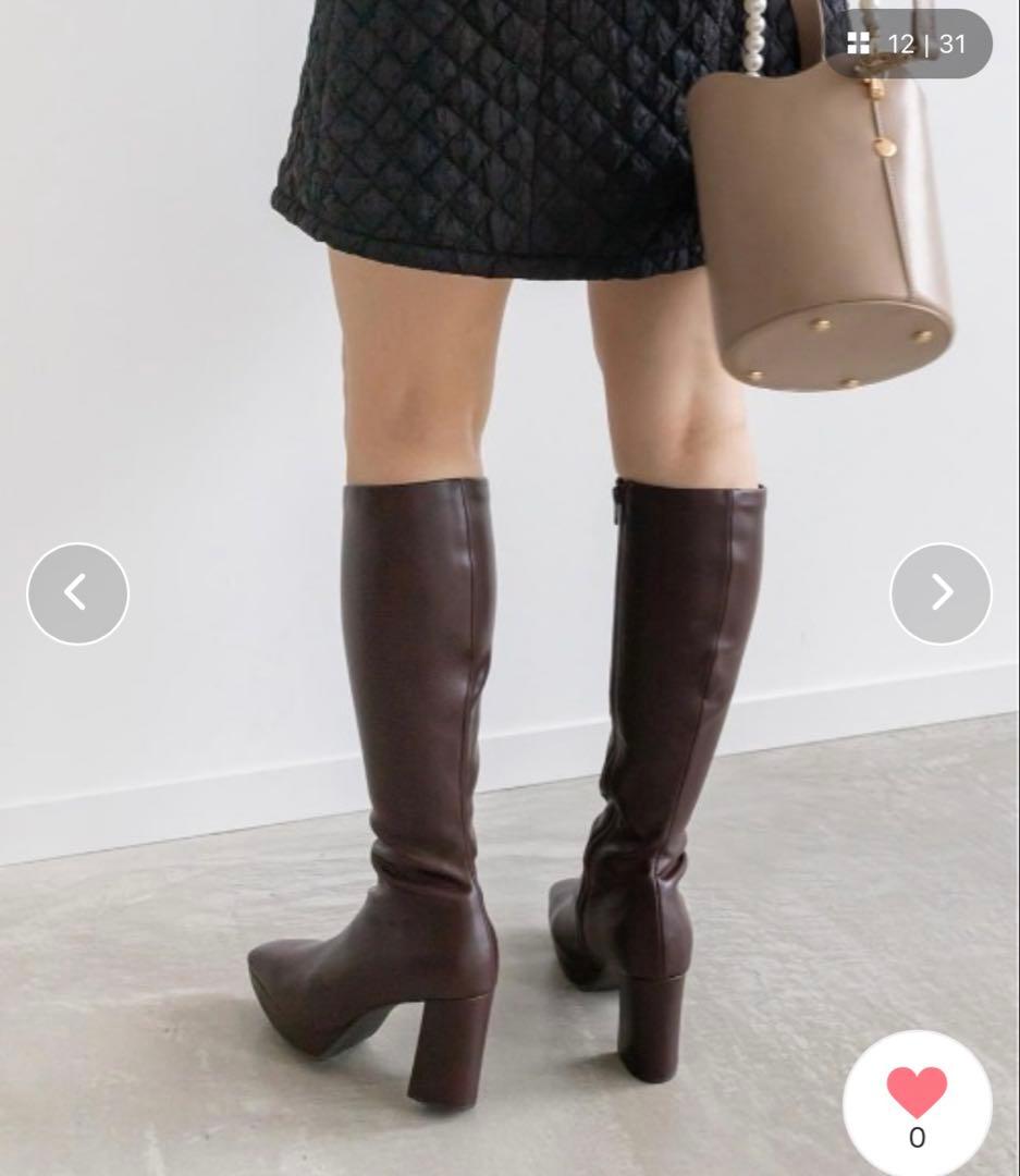 RANDA ボリュームソールロングブーツ ダークブラウン