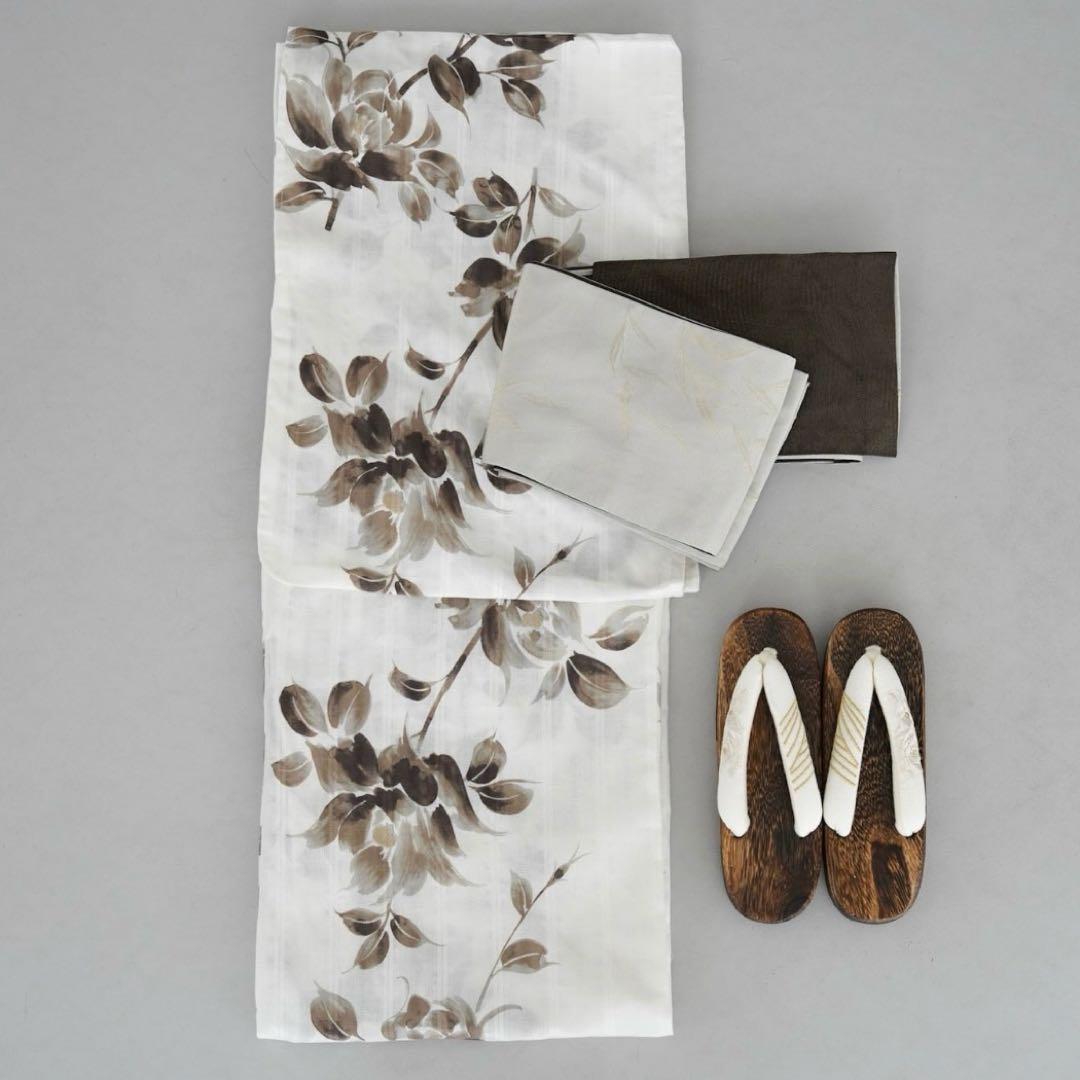 ［utatane×Acka.］浴衣3set 山茶花 white