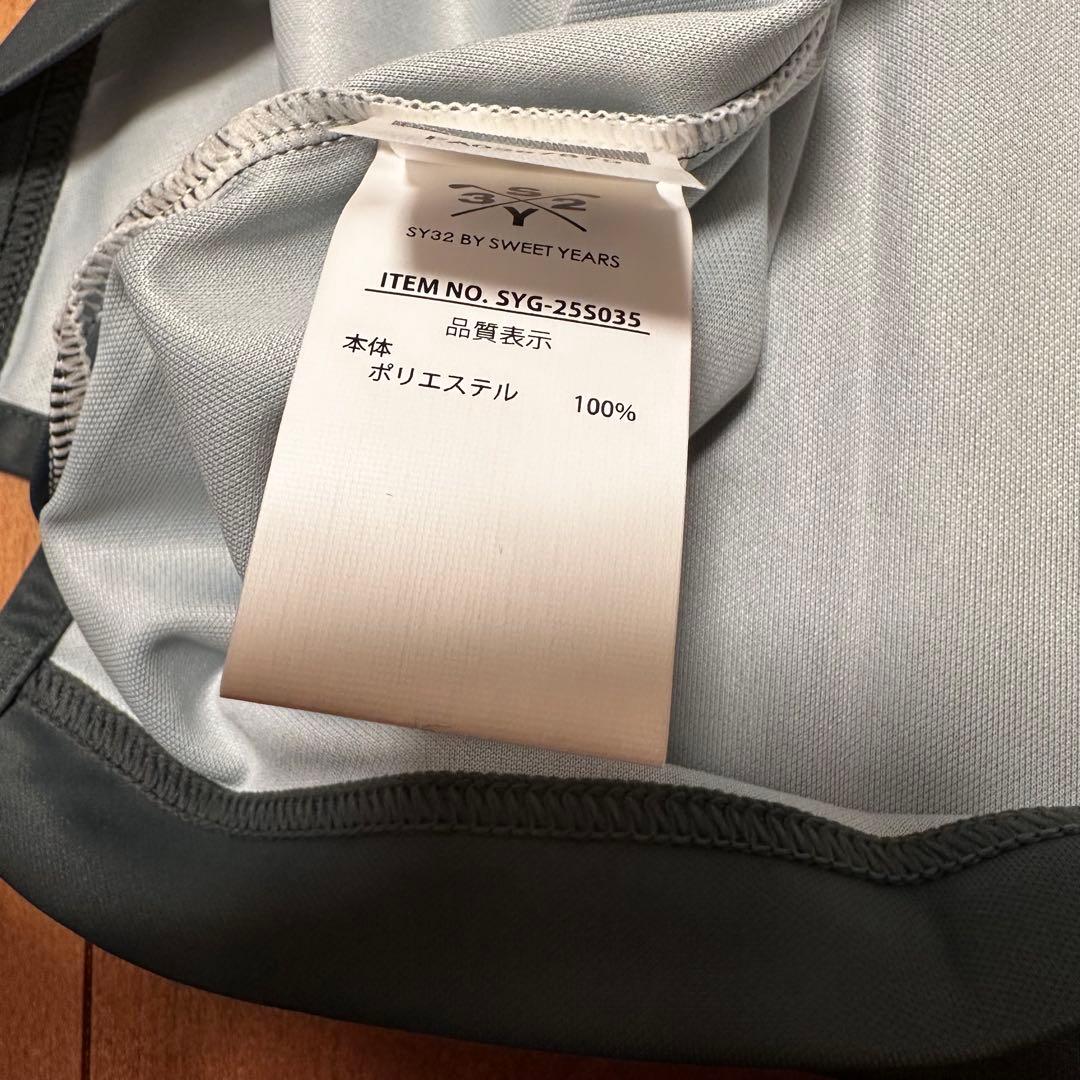 sy32 半袖　モックネック　チャコール　サイズL メンズ　半袖　シャツ　ゴルフ