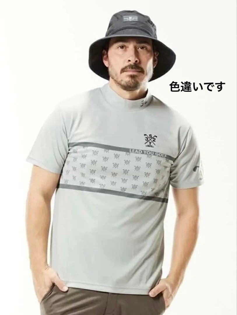 sy32 半袖　モックネック　チャコール　サイズL メンズ　半袖　シャツ　ゴルフ