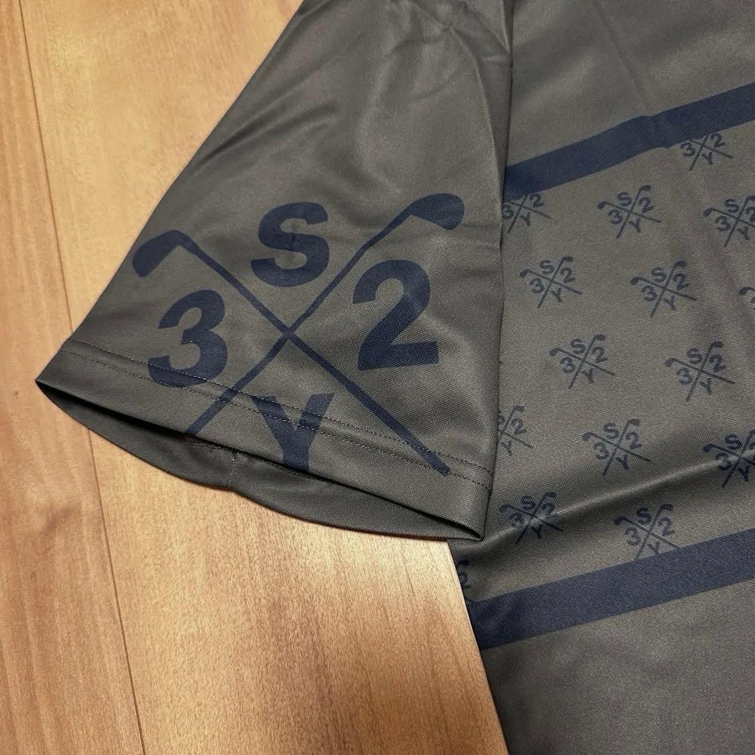 sy32 半袖　モックネック　チャコール　サイズL メンズ　半袖　シャツ　ゴルフ