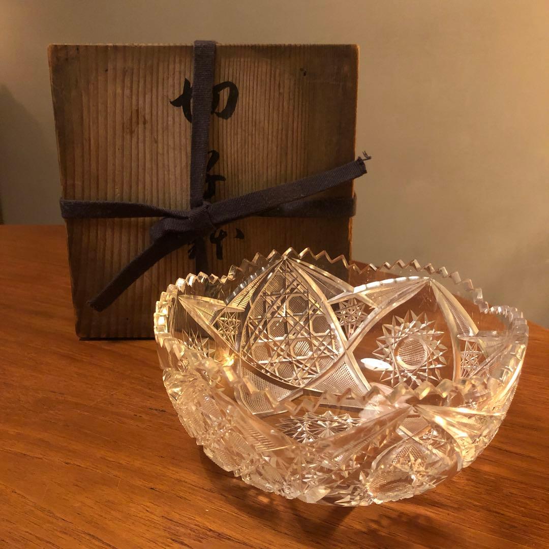 切子鉢　切子　時代物　そうめん鉢　アンティーク