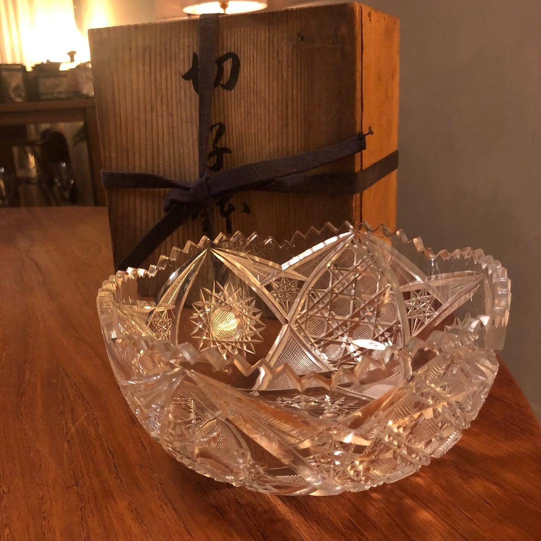 切子鉢　切子　時代物　そうめん鉢　アンティーク