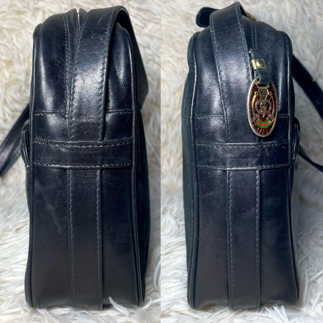 【レア✨】GUCCI ショルダーバッグ　スウェード　レザー シェリーライン