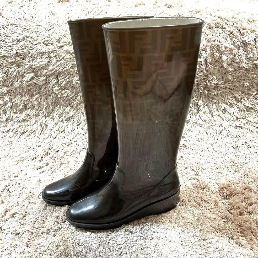 ✨美品✨ FENDI フェンディ レインブーツ 長靴 ズッカ柄 24.5 38